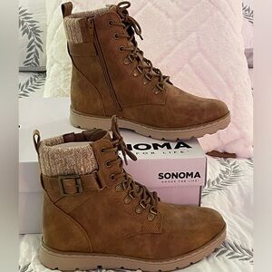 Sonoma Brown ankle boots with side zipper.